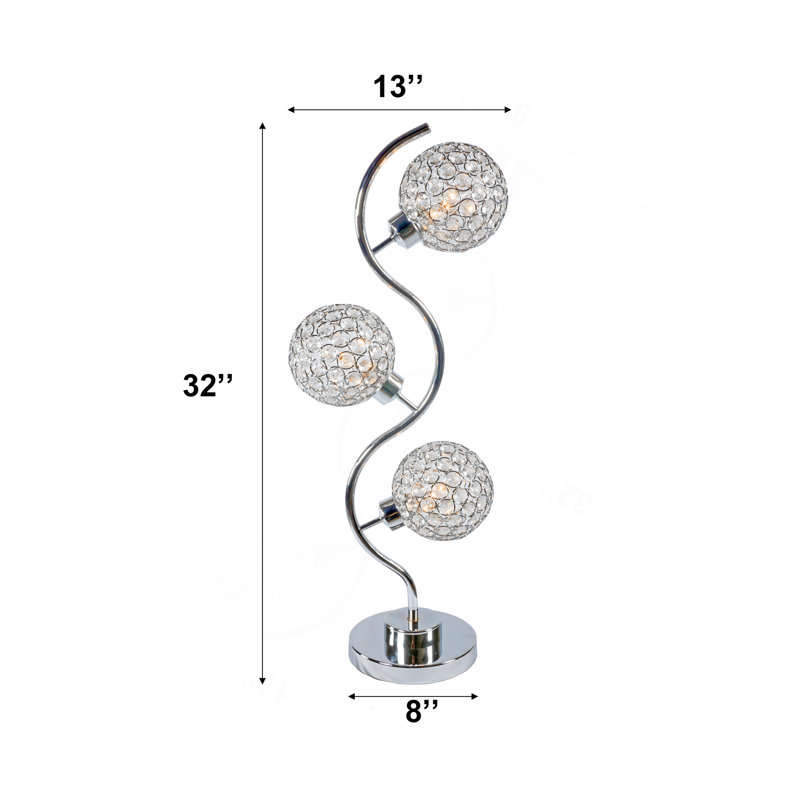 Elegant Crystal Globe Table Lamp – Triple Light Design