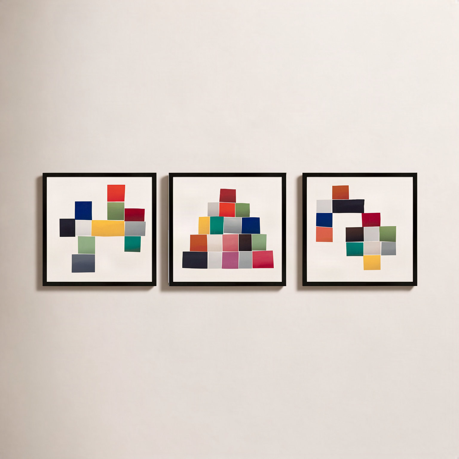 Jewels. Set Of 3 by Lee Lessem, Black Framed, 30" H x 30" W x 1.25" D