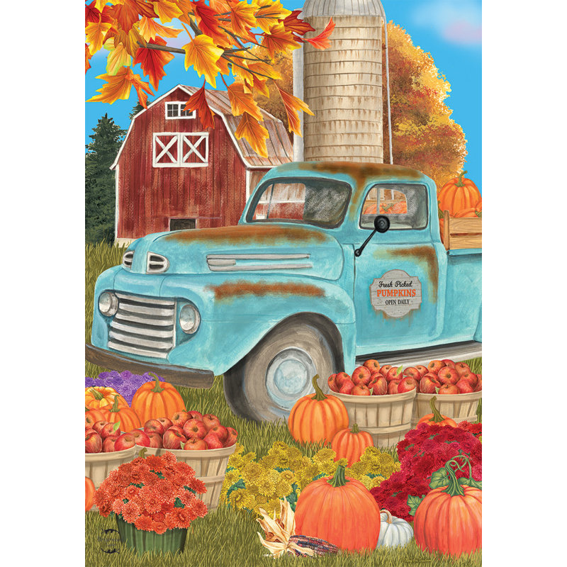 Fresh Picked Pumpkins Fall House Flag