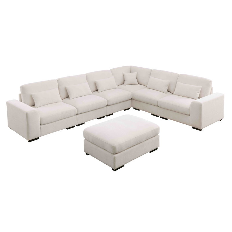 7 - Piece Upholstered Sectional, Beige