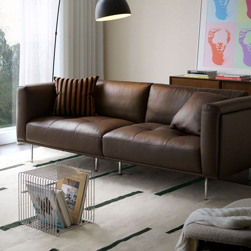 Coussin de canapé standard en cuir véritable, Café, H 30,31 po x l 86,61 po x P 35,83 po