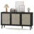 Sideboard Buffet Cabinet With 3 Rattan Doors, Kitchen Storage Cabinet For Entryway Living Room-1388159948
