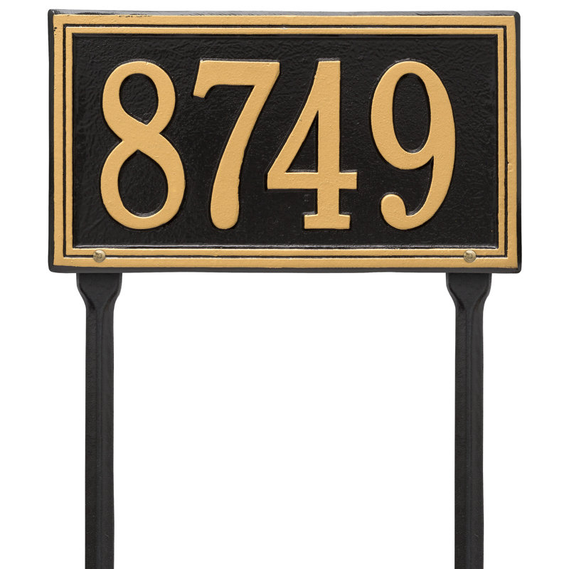 Plaque d'adresse sur 1 ligne Double Line, Oui, Noir et or
