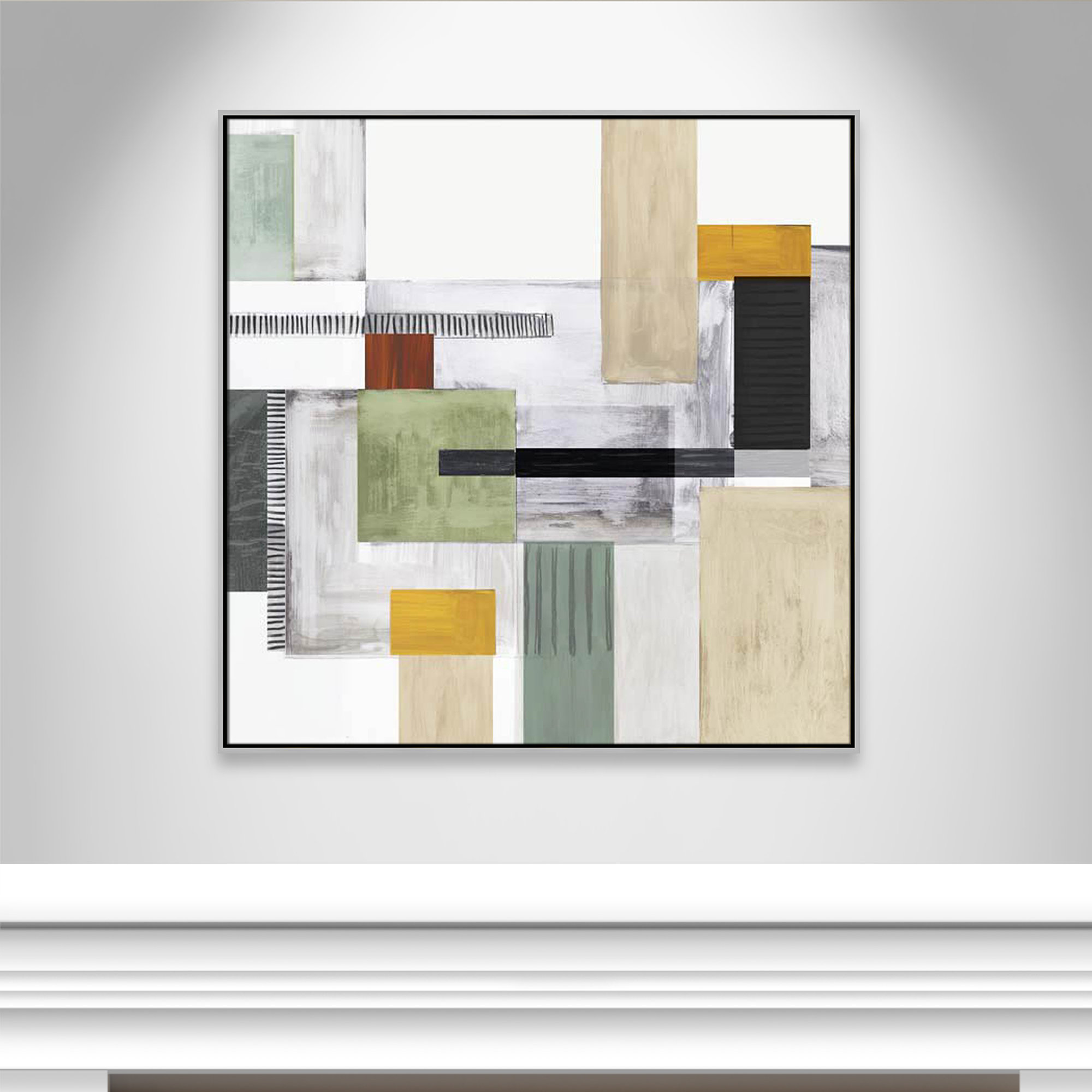 Playful Blocks, Silver Floater Framed, 41.5" H x 41.5" W x 2" D