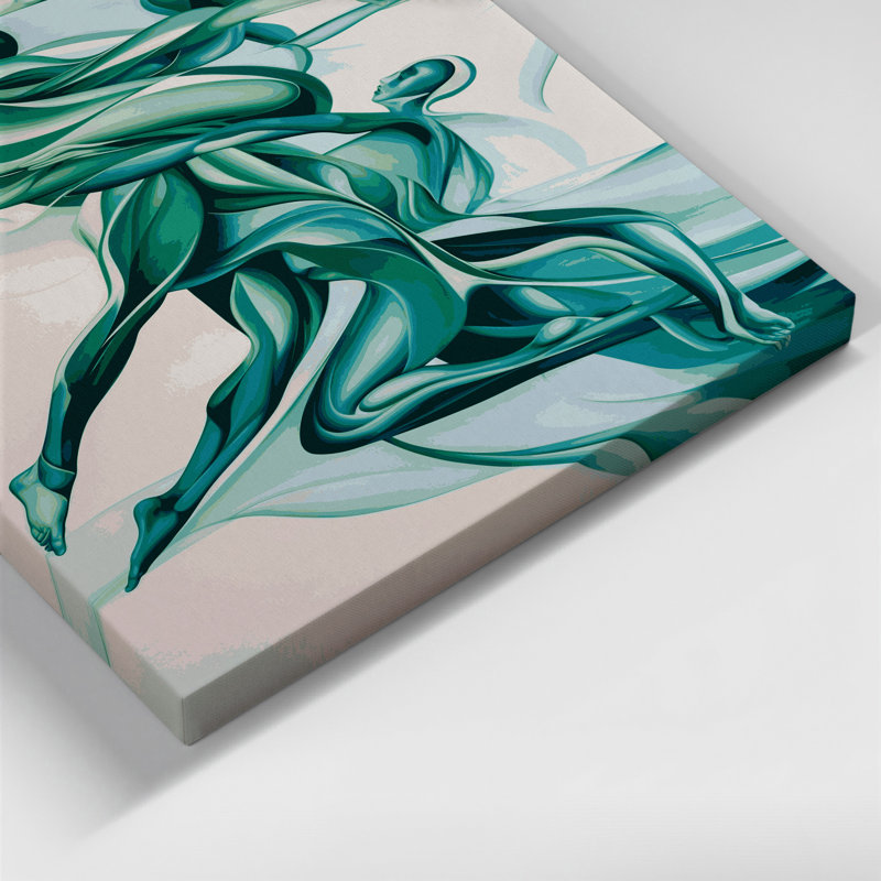 Abstrait art figuratif sur toile vert, H 14 po x l 11 po