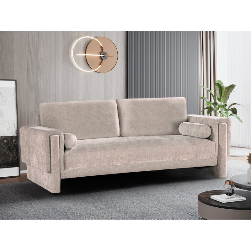 Ivanio Upholstered 89'' Sofa, Beige Chenille Fabric