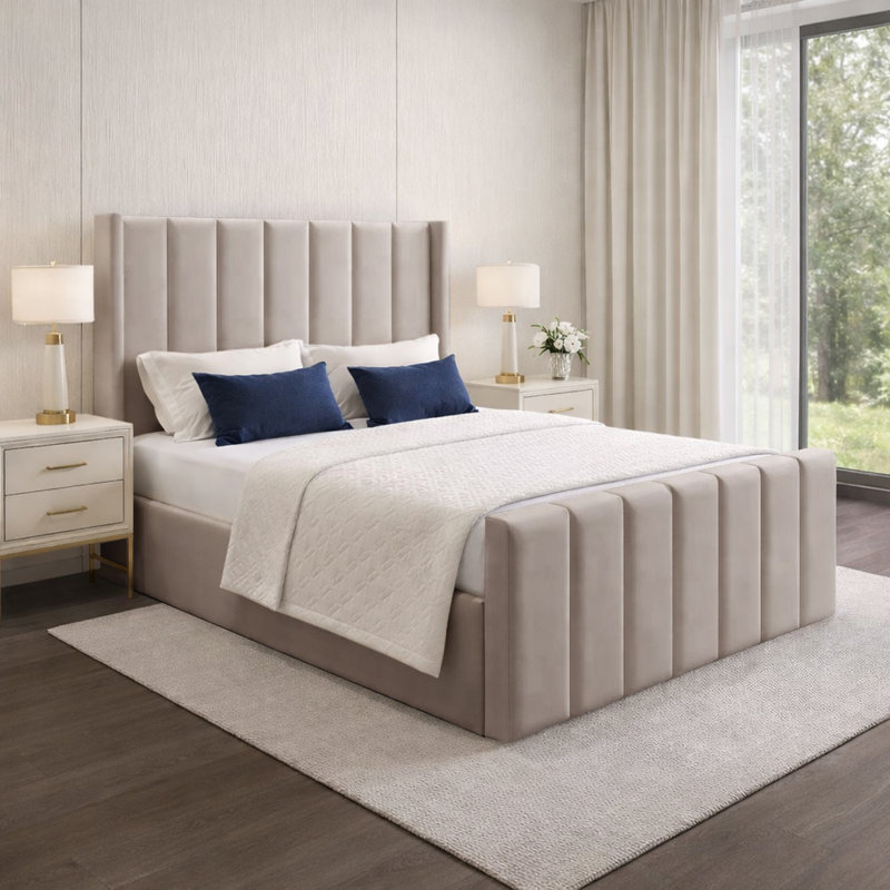 Premium Wingback Storage Bed Frame, Double (4'6), Coffee