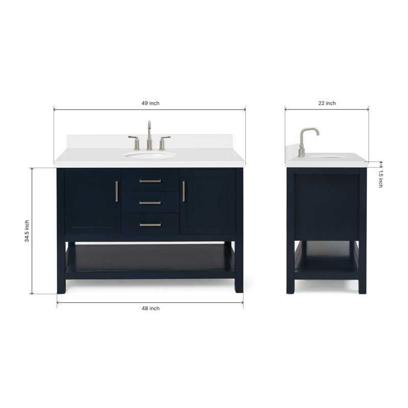 Bayhill 61'' W Single Vanity, Oval, Navy, 61"