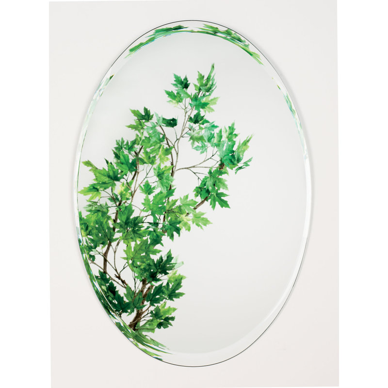 Tapered Oval Glass Beveled Wall Mirror, 36" H x 24" W