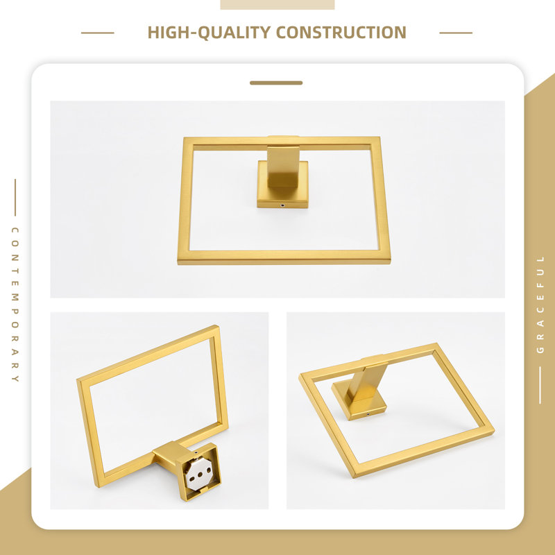 Bathroom Towel Ring Wall Mounted, Brushed Gold