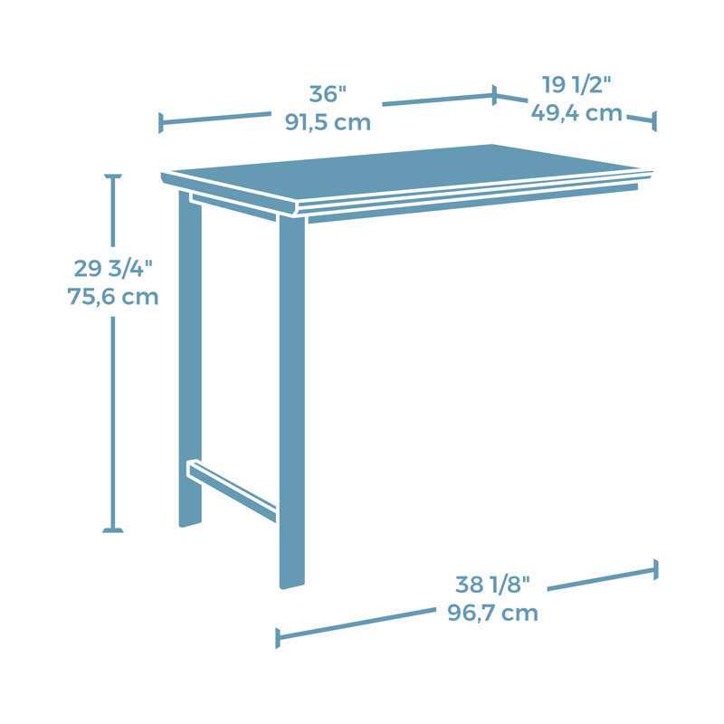 Bureau en bois à retour 36 po avec surface durable, brun, H 29,53 po x l 38,07 po x P 41,93 po