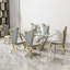 Table en verre transparent avec base en acier inoxydable poli