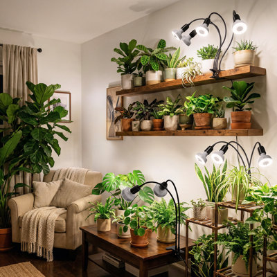 Barrina Orbgrow Og11a2 à pince pour plantes d'intérieur, gradation et minuterie intégrées en continu, 5000k 22w (2 x 11w, 200 watts équivalent), spectre complet 2-col-de-cygne avec ampoules E26 pour plantes