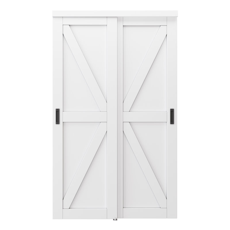 Non assemblé Requiert Porte de garde-robe coulissante de type K de 80 pouces peu encombrante - panneau de porte à grain de bois, comprend la quincaillerie complète