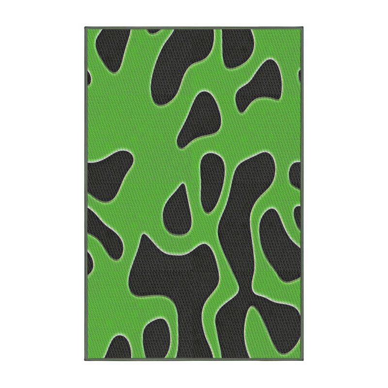 Vert abstrait Tapis décoratif, Rectangle 5 pi x 7 pi