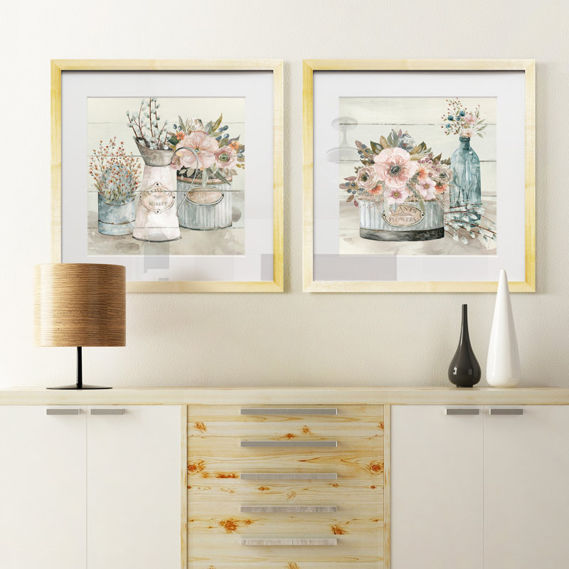 Shiplap Flower Market - 2 pièces, ensemble de 2 reproductions d'art sur papier