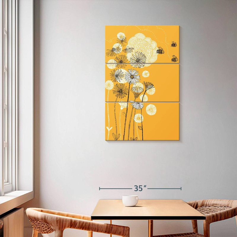 Harnek, abeilles et marguerites, H 57 po x l 36 po