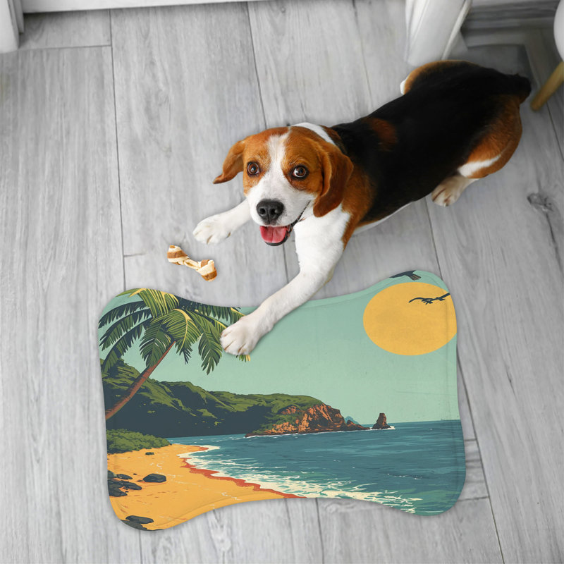 Classic Beach Views - Bone Shape Feeding Mat