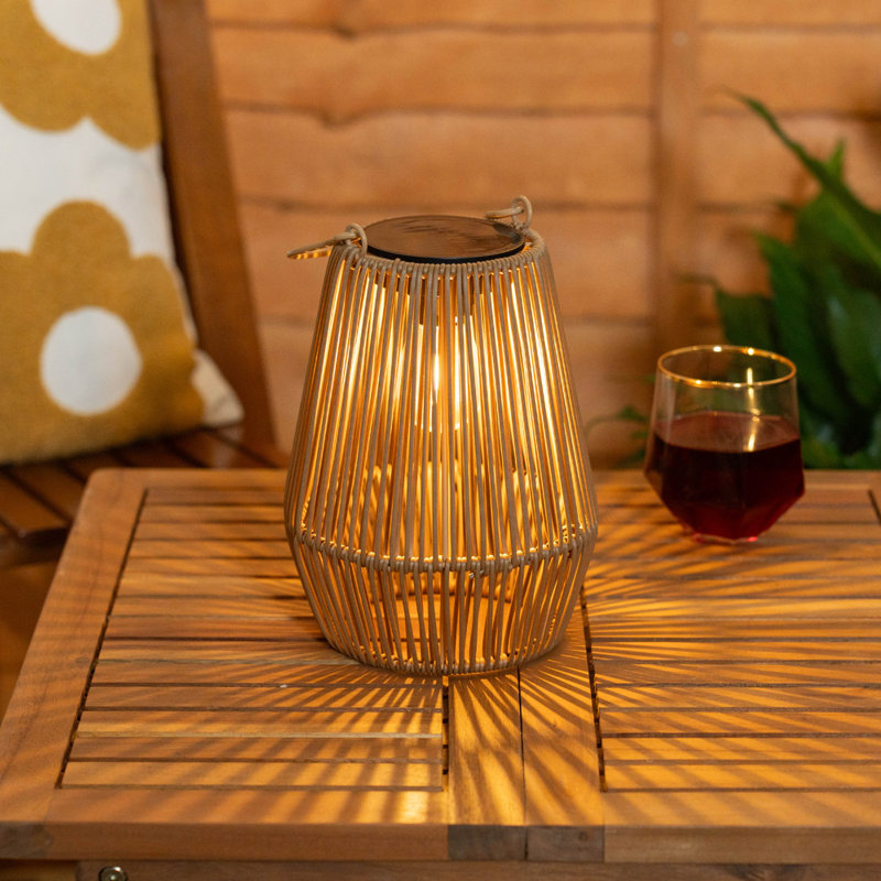 Natural Faux Bamboo Solar Powered Outdoor 2 Pack G 31.8cm Solar Powered Integrated LED Outdoor Lantern