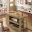 Table de bar 55 "avec armoire de rangement cachée, comptoir de bar maison de campagne avec tablettes ouvertes