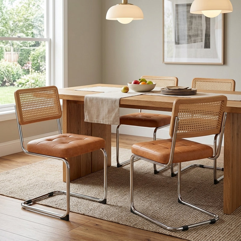 Tufted Faux Leather Upholstered Side Chair (Set Of 4)
