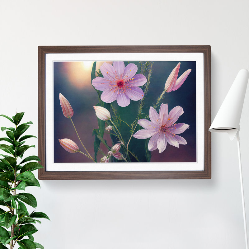 Tantalising Wildflowers Floral - Single Picture Frame Print, 46cm H x 64cm W, Walnut