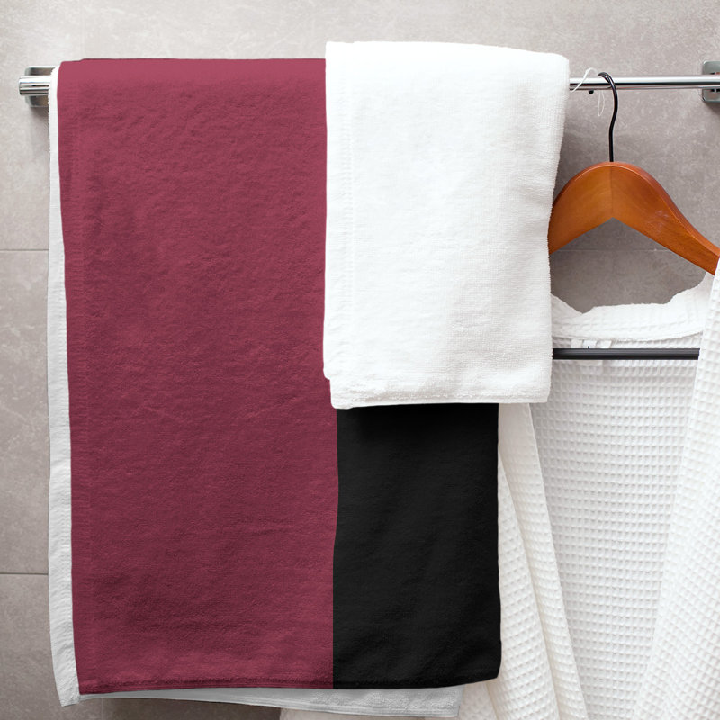 Bath Towel, Sangria Red/Black