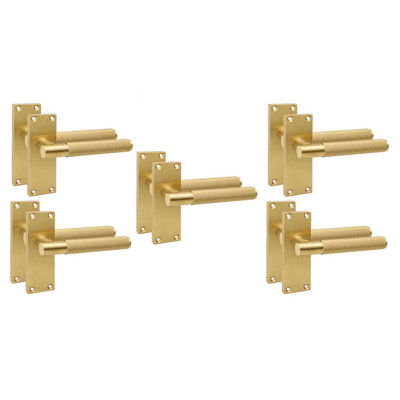 Golden Grace 5 Pairs Victorian T-Bar Linear Design Internal Door Handle on Backplate Antique Brass - 120mm x 40mm