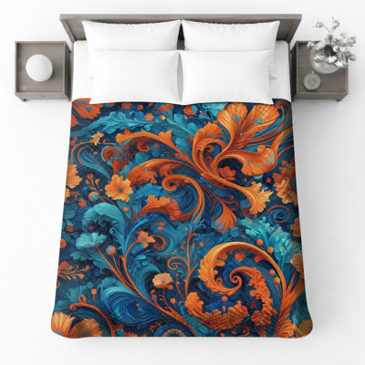 Couvre-lit floral orné de tourbillons floraux