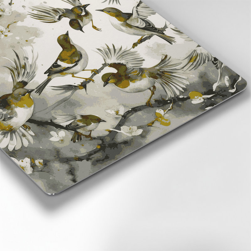 Birds Light vented Bulbul Beige Metal Wall Art, 96" H x 96" W x 0.05" D