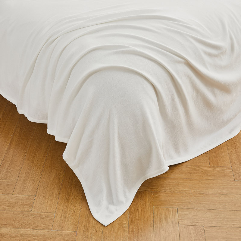 Couverture en coton rayonne de bambou Diamond, Blanc, Grand lit