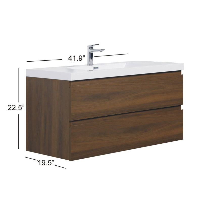 Bacup 42'' Single Bathroom Vanity with Poly Marble Top