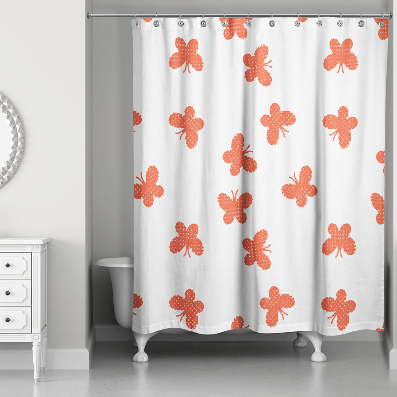 Rosamund Shower Curtain, White/Orange