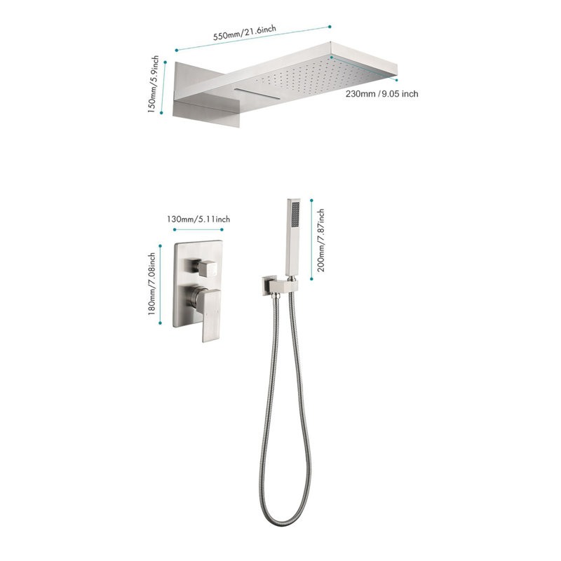 Wall Mounted Waterfall Rain Shower System