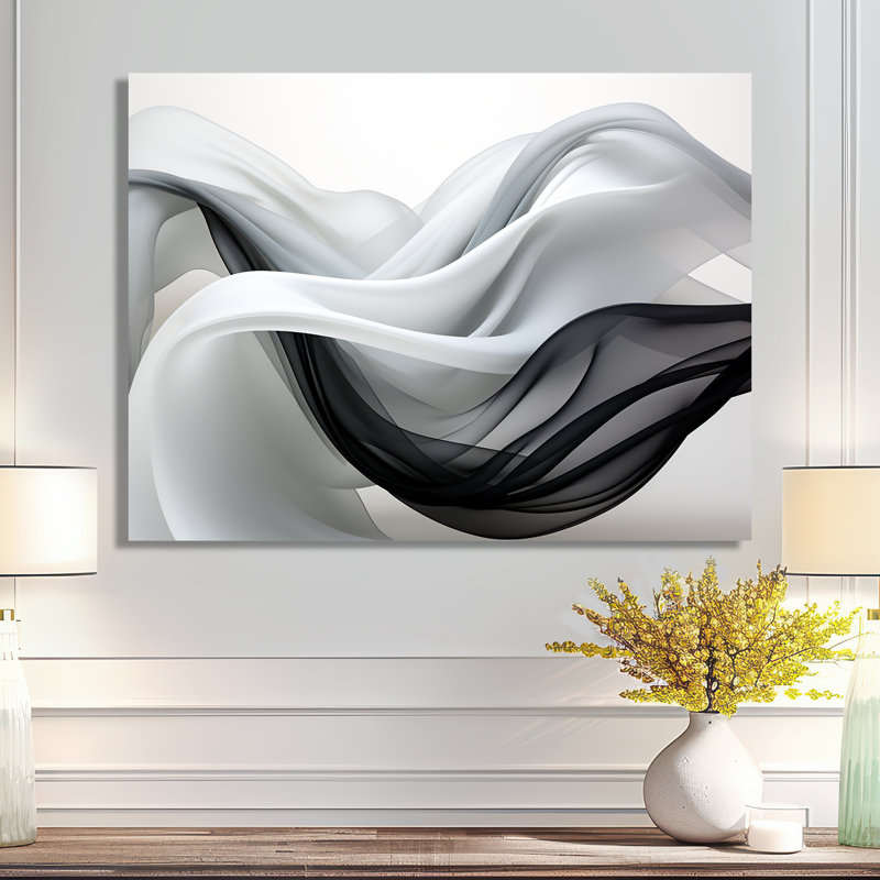 Liquid Streams Monochrome - Waves Wall Art, Metal, 34" H x 44" W x 1.5" D