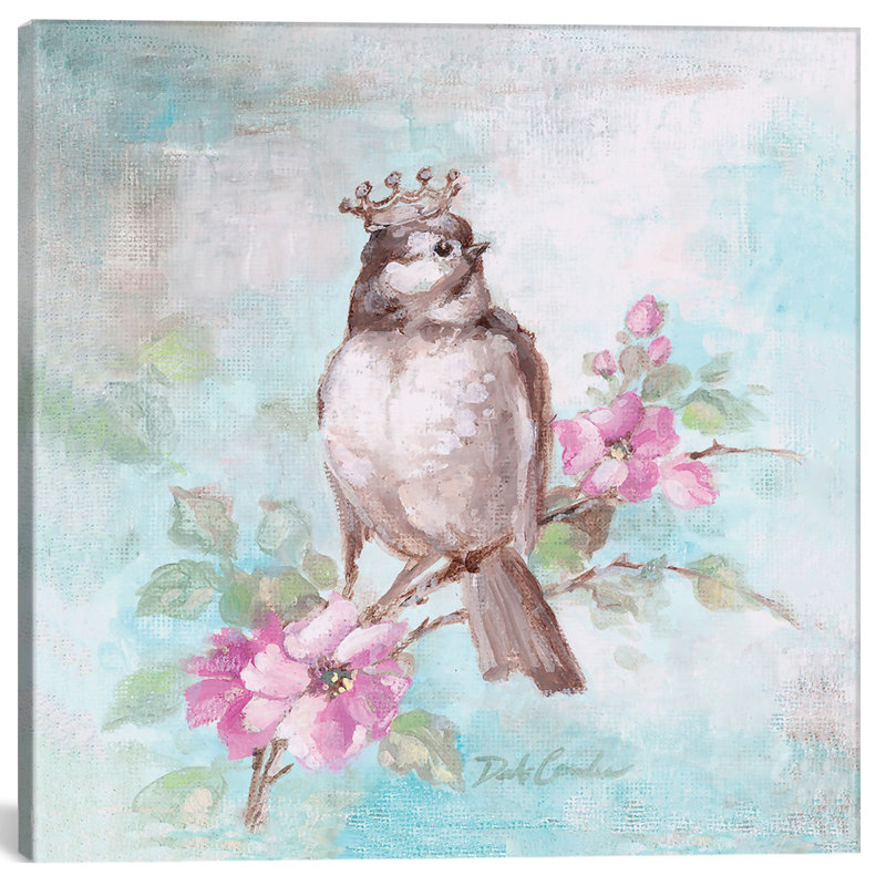 «French Crown & Feathers II» par Debi Coules - Impression sur toile tendue sur châssis, H 18 po x l 18 po x P 1,5 po