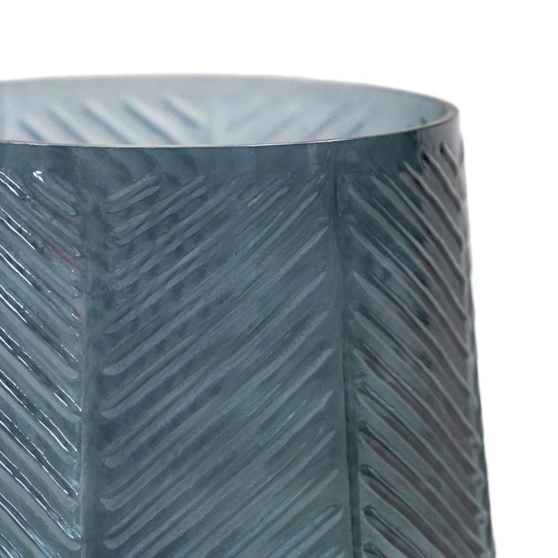 Elm Embossed Candle Holder, Blue