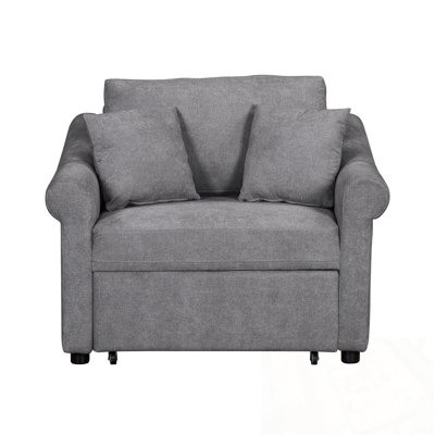 Chenille Convertible Sleeper Chair with Adjustable Backrest,
