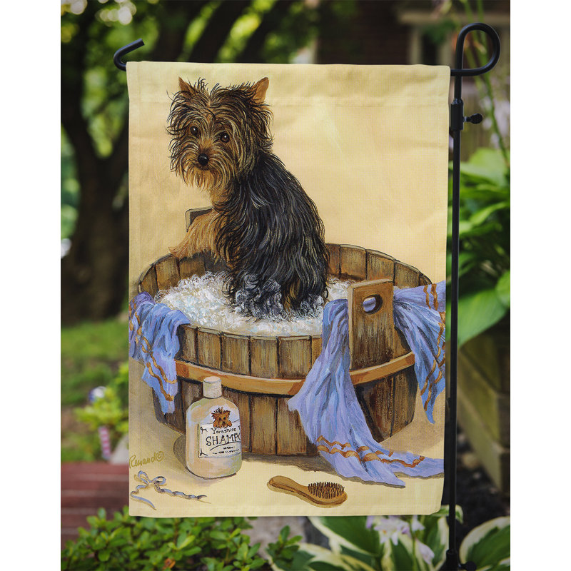 Drapeau de jardin en polyester à 2 côtés Graziello Bichon Frise Do It Better 1 x 0,11 pi, Yorkie heure du bain
