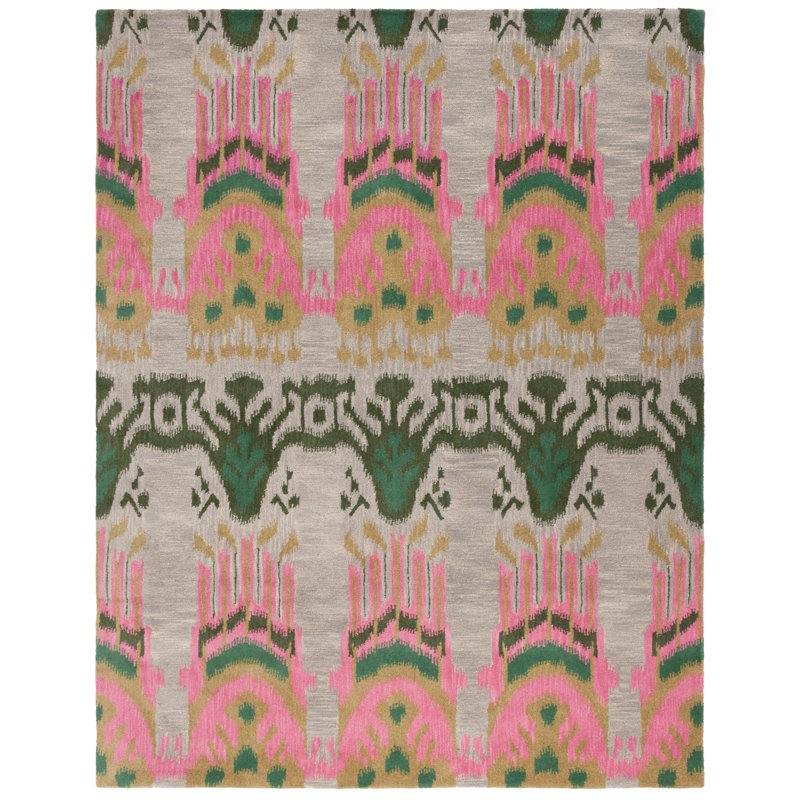 Kline Ikat Hand Tufted Wool Ikat Rug, Rectangle 8' x 10'