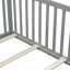 Multifunctional Compact Wood Floor Bed With High Safety Railings, Grey