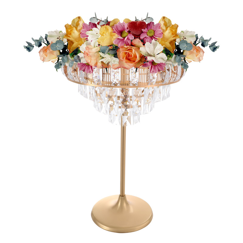 Porte-fleurs pour mariage, centre de table à fleurs pour fête d'anniversaire, décoration de mariage, Doré