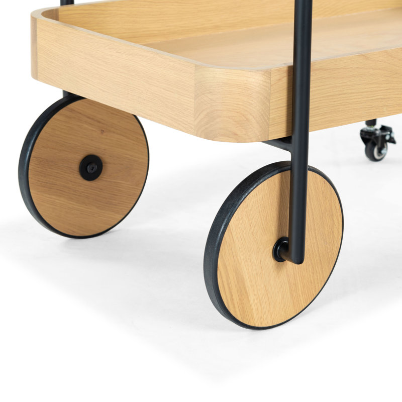 Malek Wood 2 Shelf Bar Cart, White