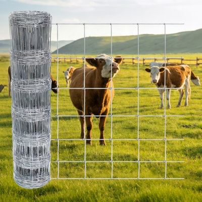 4.9×328ft Galvanized Iron Wire Farm Fence, Heavy-duty Livestock Fencing For Cattle Deer Grassland Pasture Boundary