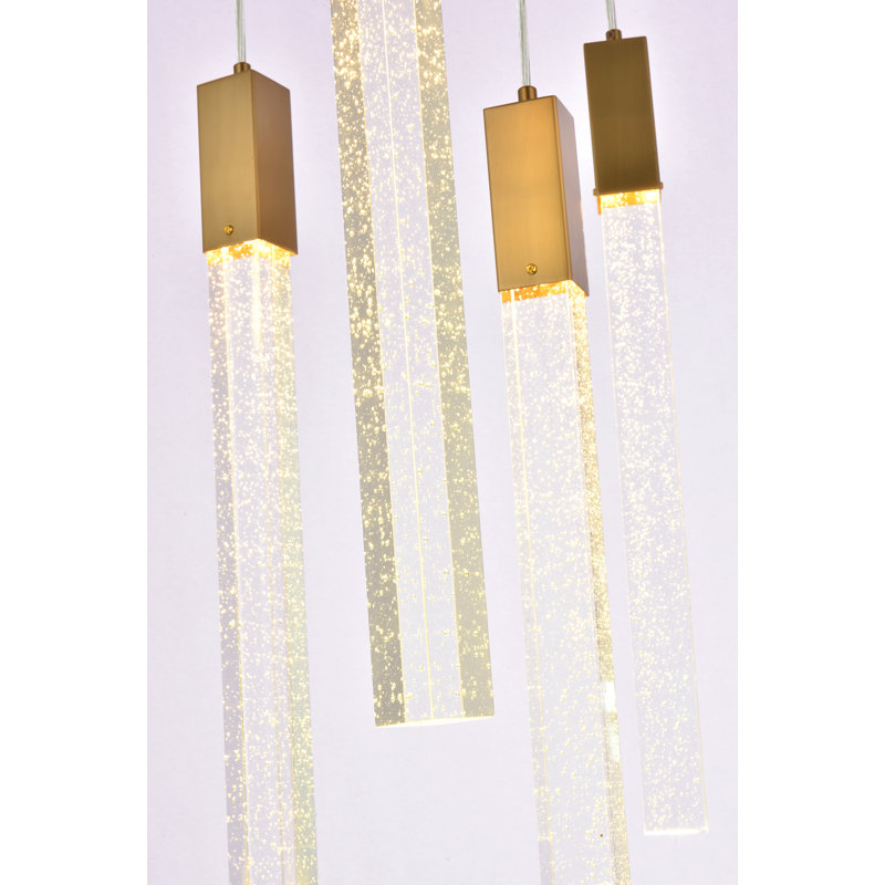 Luminaire suspendu rectangulaire à 9 lumières Aliha, Or satiné