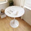 Table de salle à manger 31,5 "ronde blanche, table de salle à manger tulipe 2 à 4 personnes avec plateau en panneau de fibres à densité moyenne et base piédestal, table de bout Mid-Century-886501864