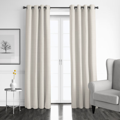 Elsie Linen Look Grommet Drapery Panels Pair