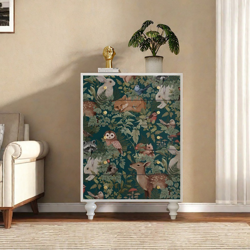 Commode avec commode, Vert/blanc