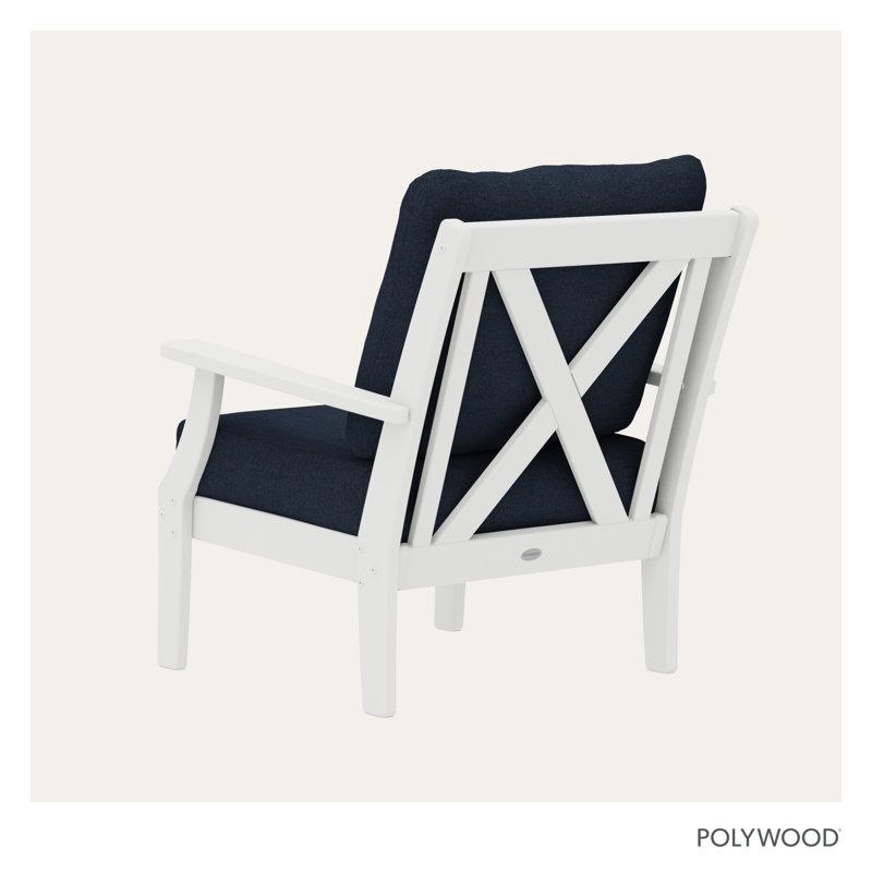 Braxton Deep Seating Chair, White, Marine Indigo