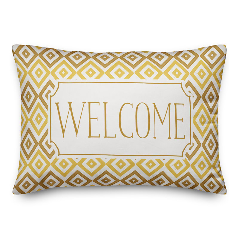 Geometric Outdoor Reversible Throw Pillow, Yellow
